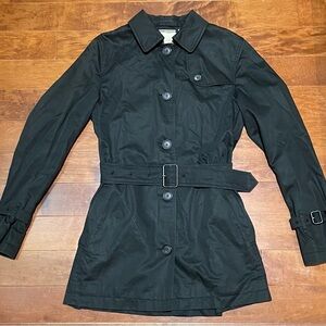 Authentic BURBERRY Womens Black Cotton Nylon Josielux Trench Coat Size 2R EUC